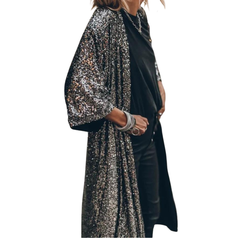 Gilet Paillette Long Femme