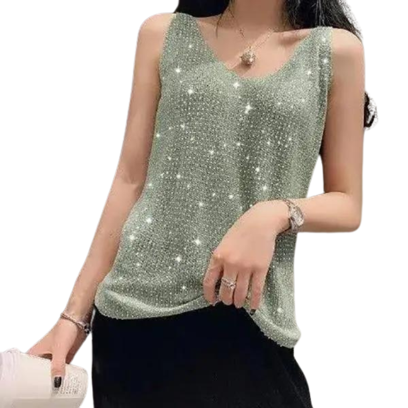 Debardeur Paillette Vert