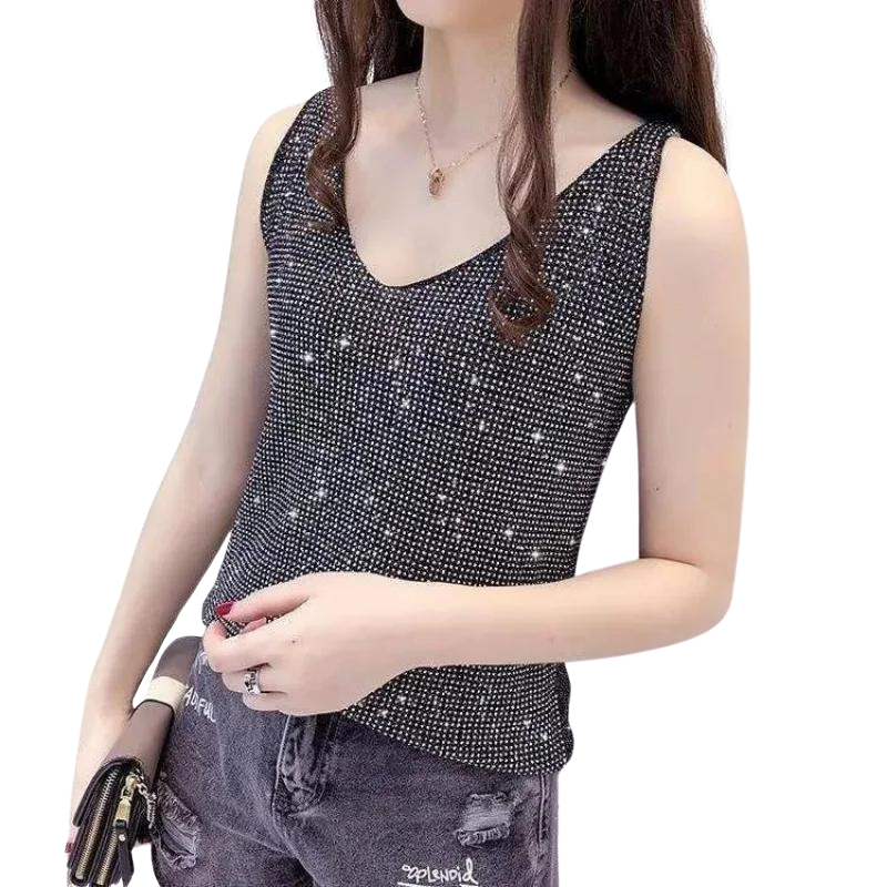 Debardeur Paillette Gris