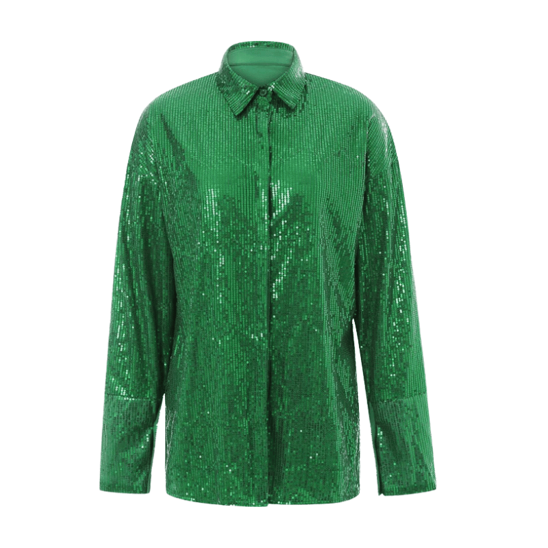 Chemise Soirée Paillette Femme verte