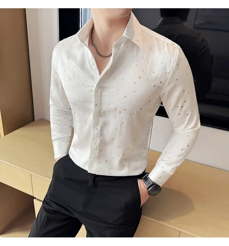 Chemise Etoiles Pailletées Dorées Homme
