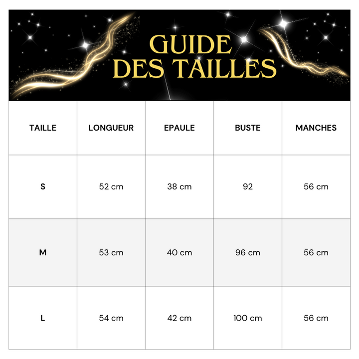 guide taille veste strass