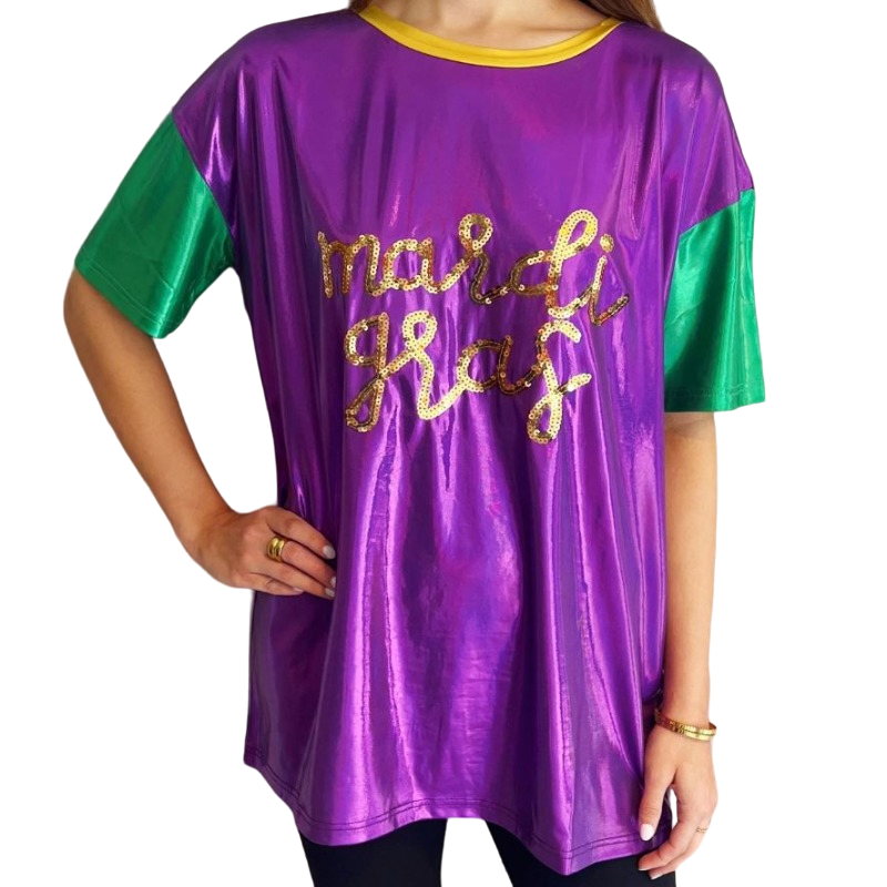 T-Shirt Mardi Gras Violet Vert