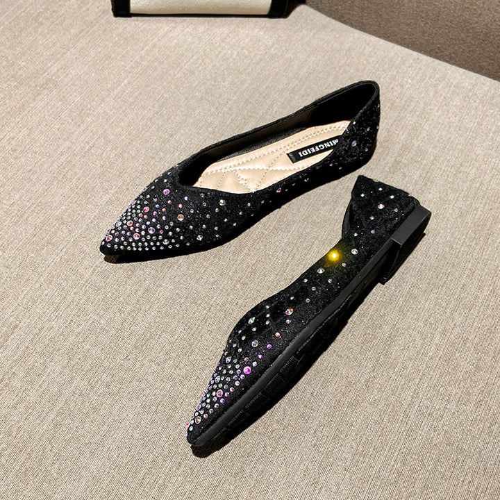 Mocassin Strass Pour Femme noir