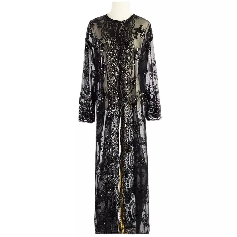 Gilet/chemise Noir à Paillettes En Soie - Femme - Taille M - Vintage