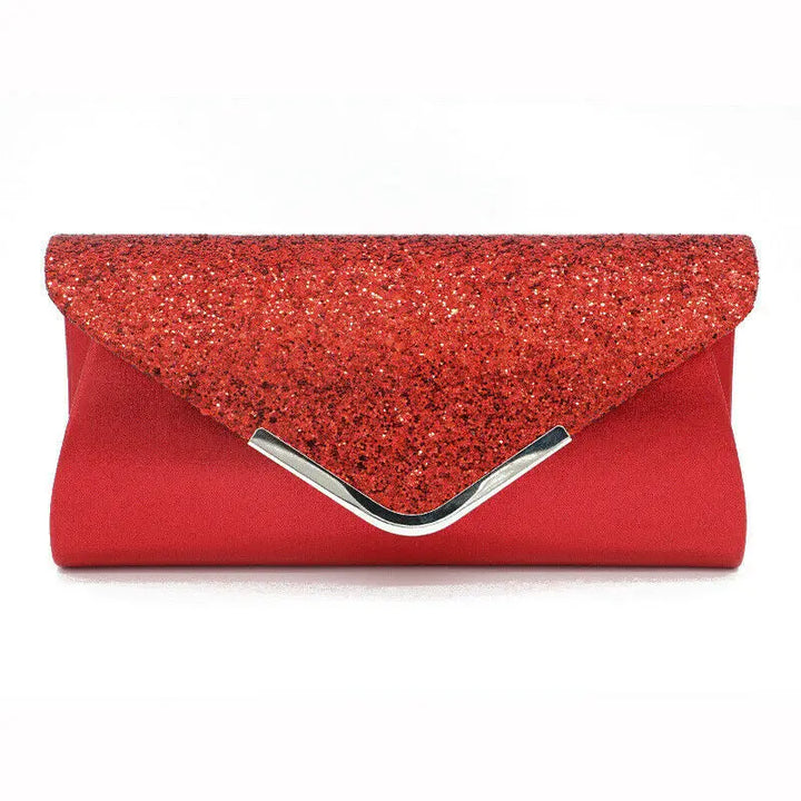 Petit Sac Paillette Enveloppe Rouge