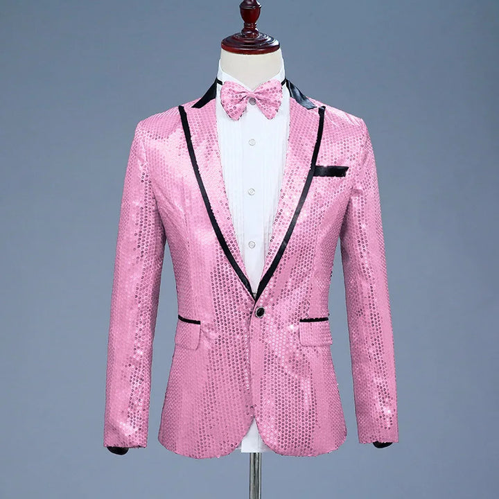Veste Costume Paillette Pour Homme rose