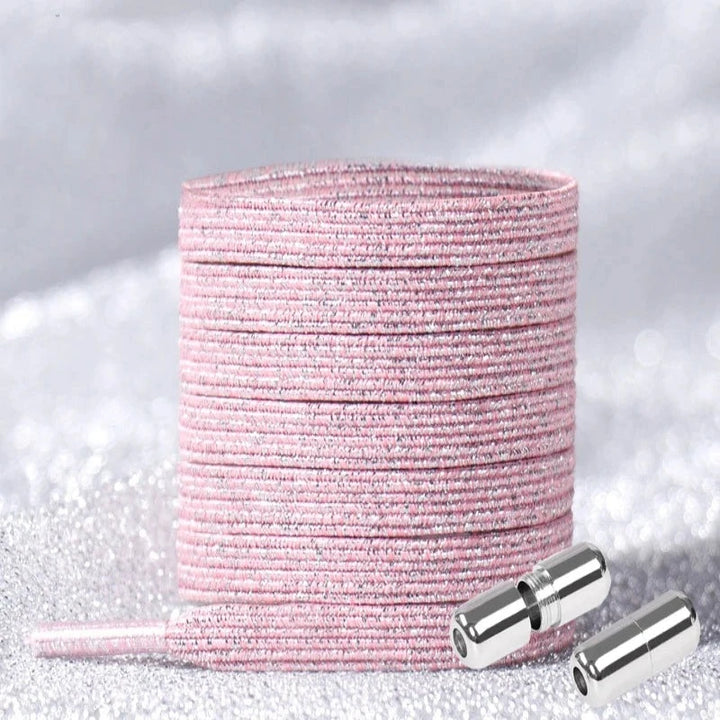 Lacets à Paillettes Rose argent