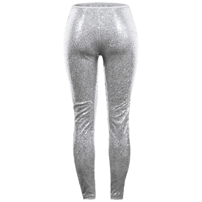 Legging Paillette Pour Femme argenté