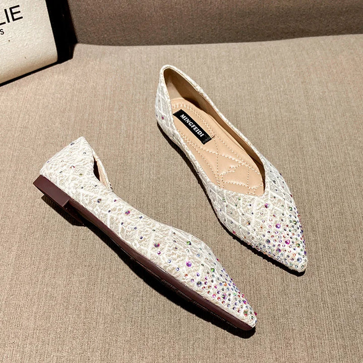 Mocassin Strass Pour Femme beige