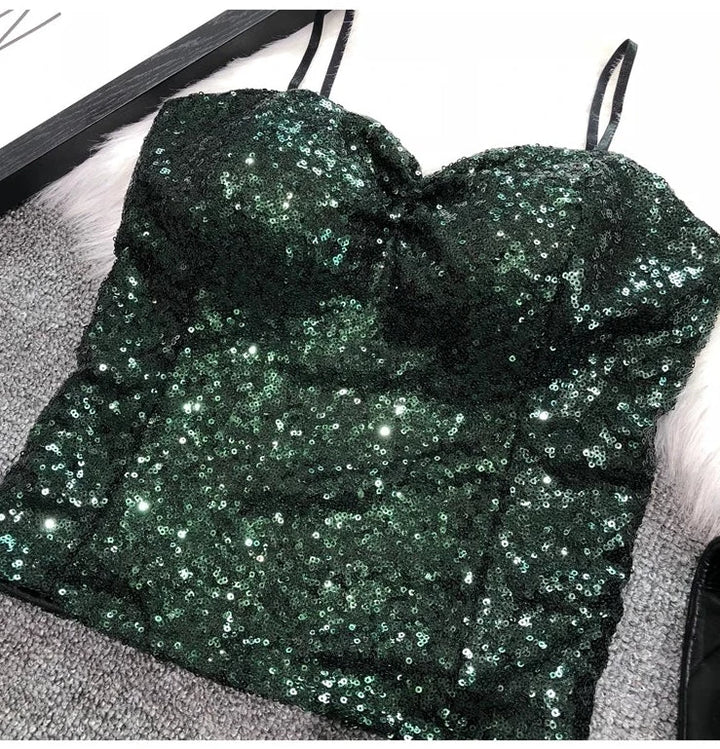 Bustier Paillette Vert 