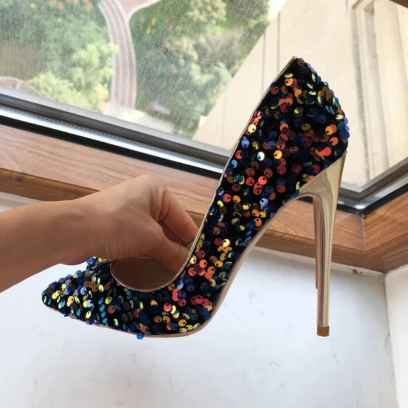 Escarpin Paillette Coloré Talon Haute