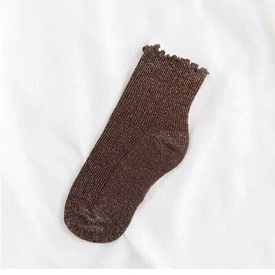 Chaussettes Marron  Paillettes Courtes