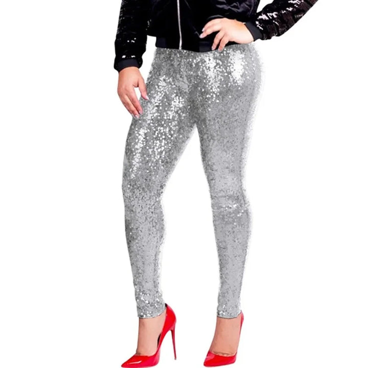 Legging Paillette Pour Femme argent