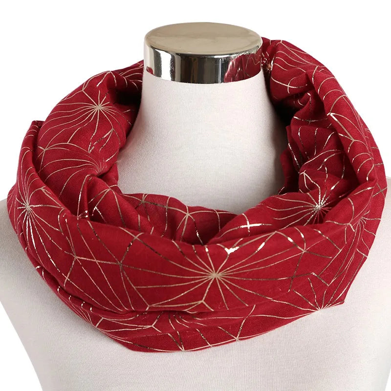 Snood Femme Lignes Pailletées Rouge