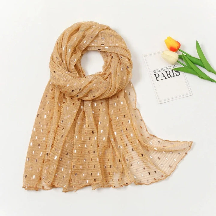 Echarpe Froissée Pailleté Beige