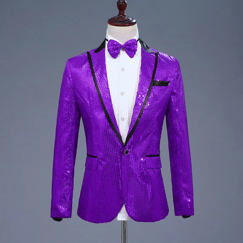 Veste Costume Paillette Pour Homme violet