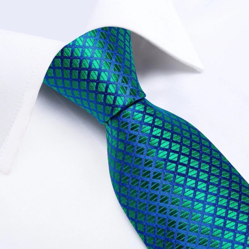 Cravate Bleu Vert Doré Homme