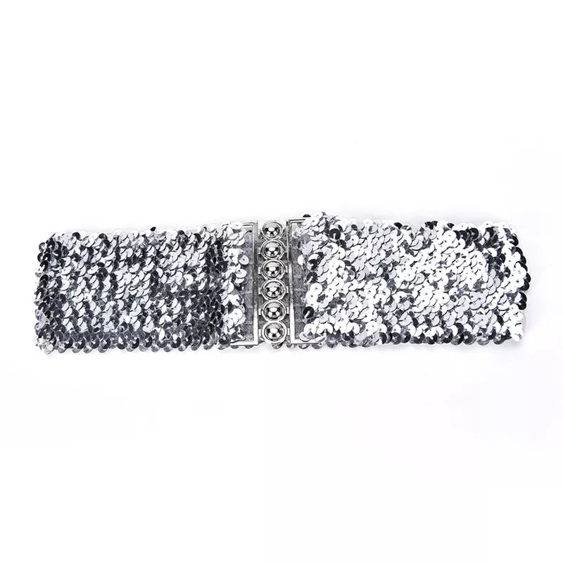 Ceinture Large Paillette argent