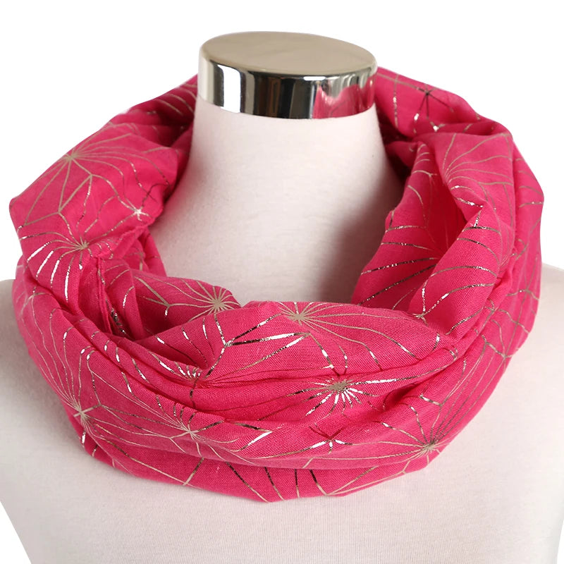 Snood Femme Lignes Pailletées Rose rouge