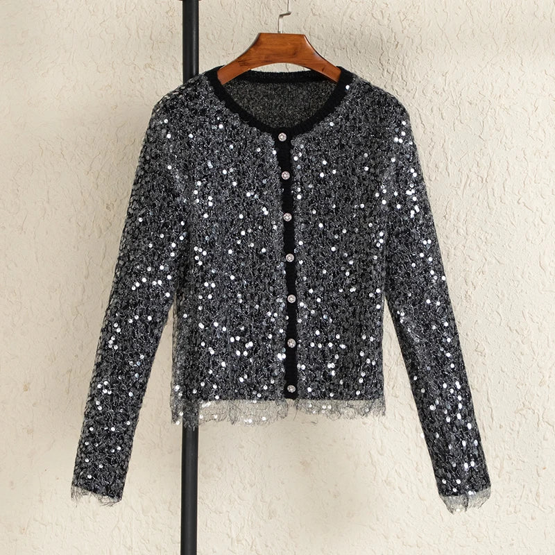 Gilet Paillette Tricot Femme