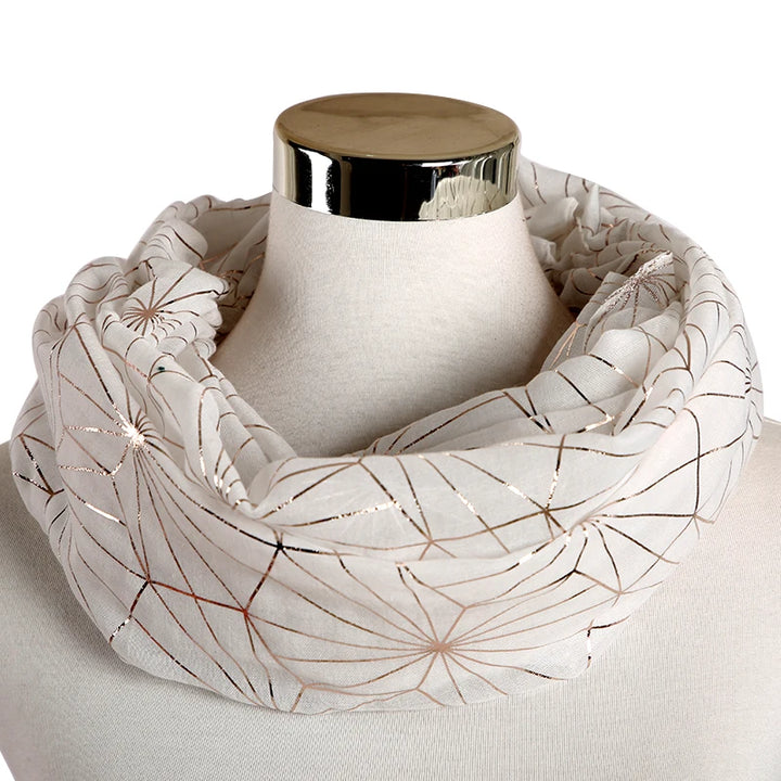 Snood Femme Lignes Pailletées Blanc