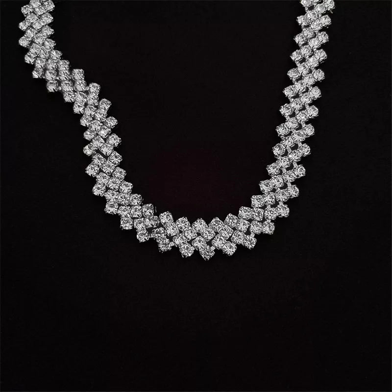 Collier Ras de Cou Strass Argenté détail