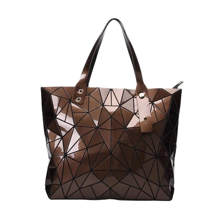 Sac Tote Argenté Mosaïque Marron