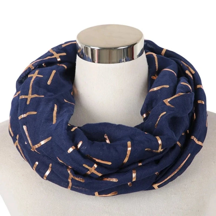 Snood Lignes Dorées Bleu