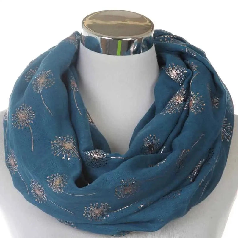 Snood Fleurs Brillantes Bleu