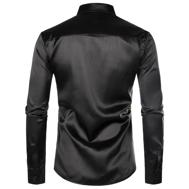 Chemise Paillette Noir Homme Doré