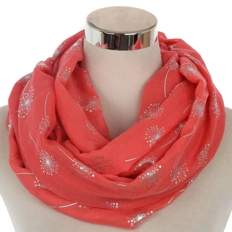 Snood Fleurs Brillantes rouge orangé