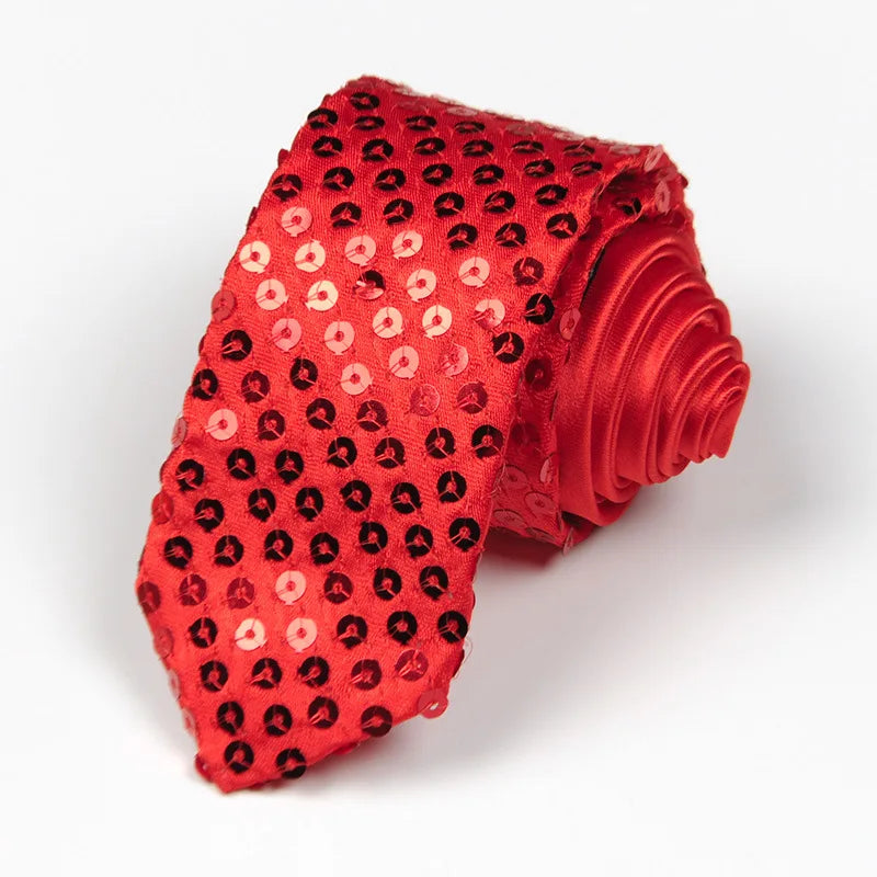 Cravate à Paillette Homme Femme Rouge