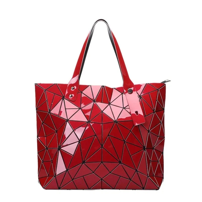 Sac Tote Argenté Mosaïque Rouge