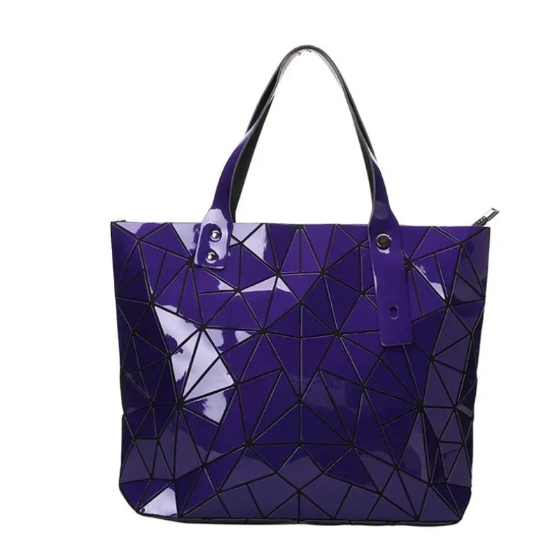 Sac Tote Argenté Mosaïque Bleu foncé