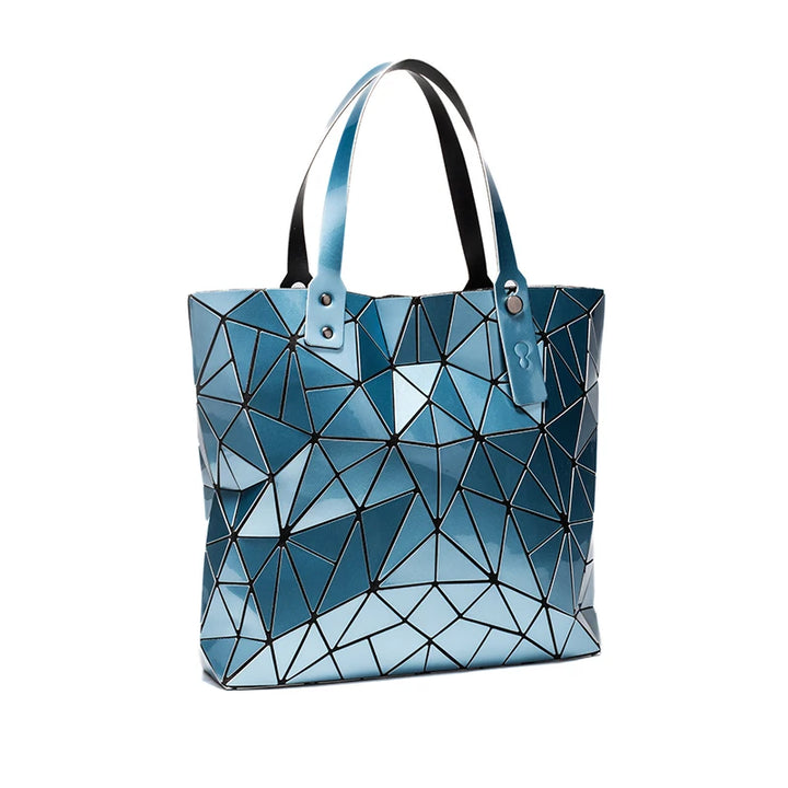 Sac Tote Argenté Mosaïque Bleu