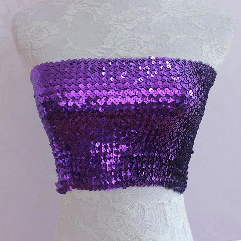 Crop Top Bustier Paillette violet