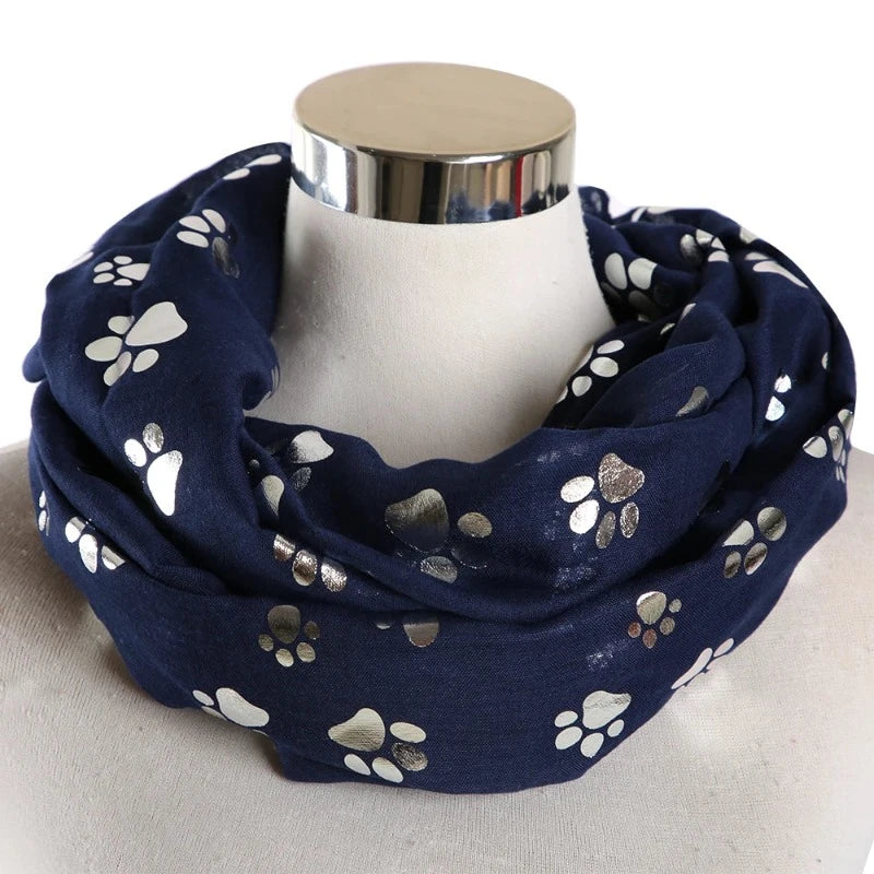 Snood Patte de Chien Brillant Bleu foncé