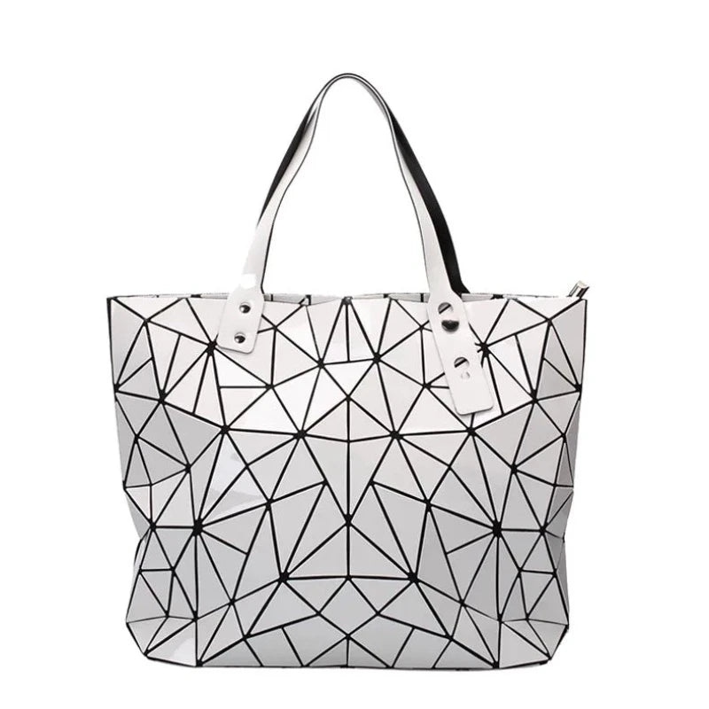 Sac Tote Argenté Mosaïque Blanc