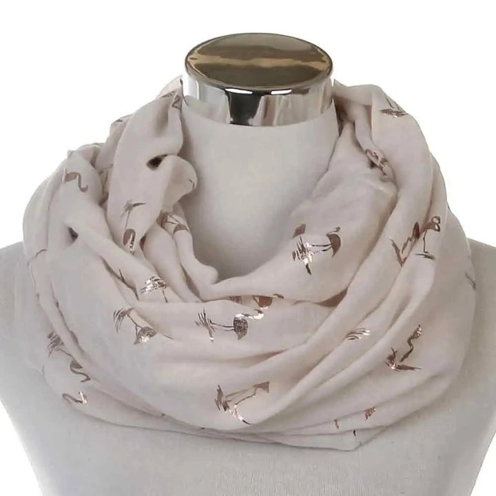 Snood Flamant Rose Doré Beige