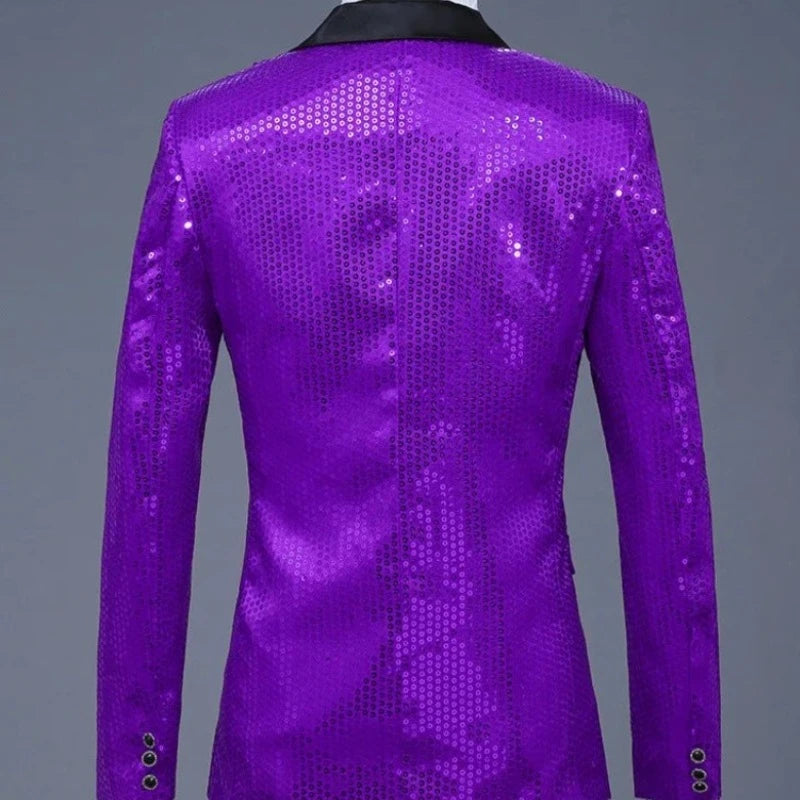 Veste Costume Paillette Pour Homme violet