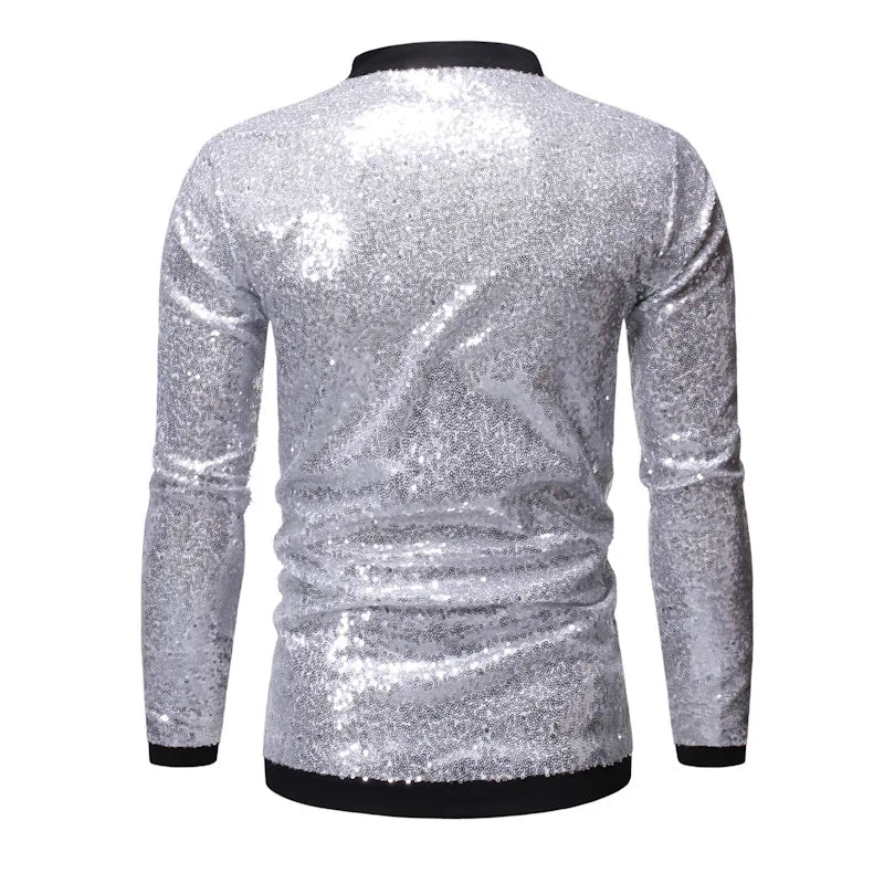 Veste Paillette Ouverte Homme argent