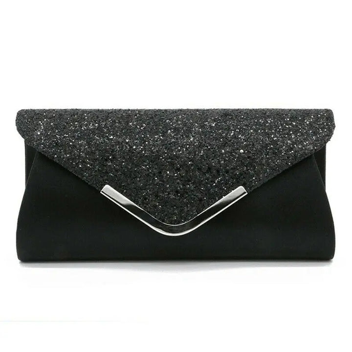 Petit Sac Paillette Enveloppe Noir