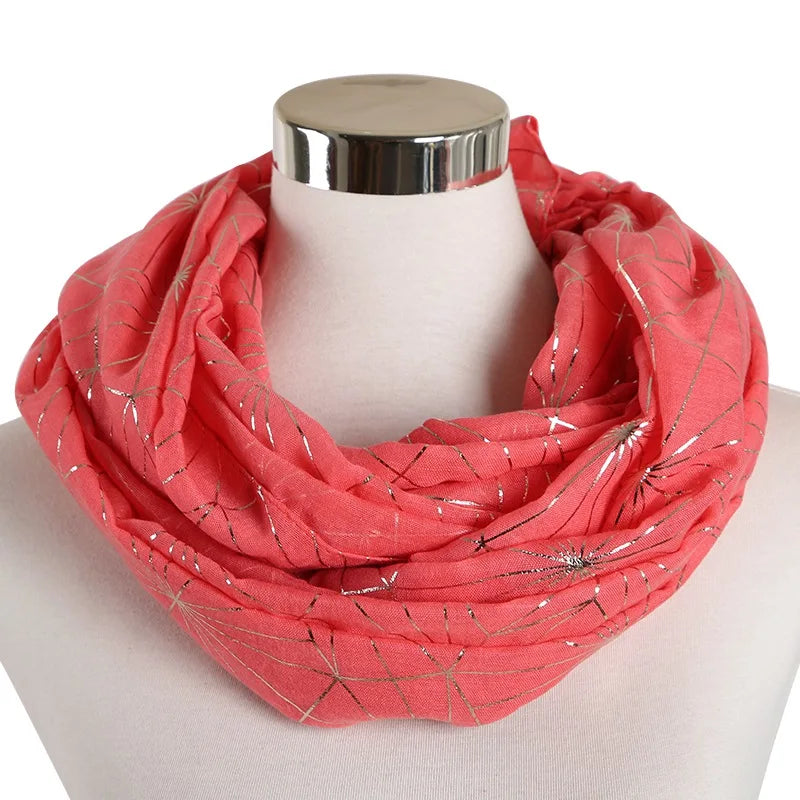 Snood Femme Lignes Pailletées Saumon