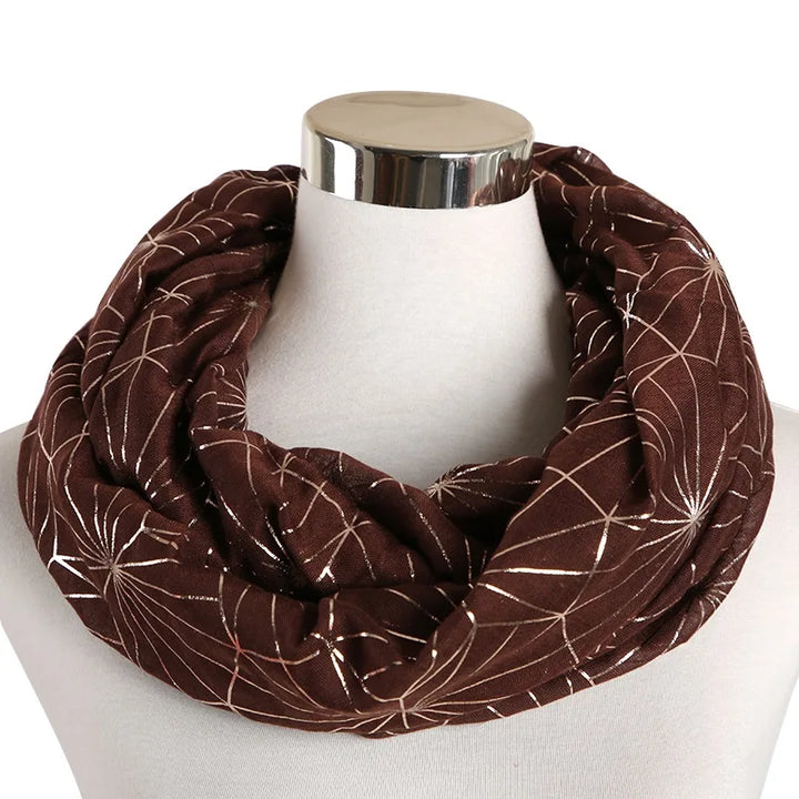 Snood Femme Lignes Pailletées Brun