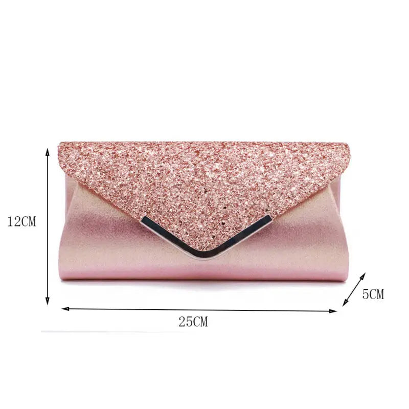 Petit Sac Paillette Enveloppe Rose