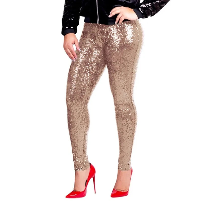 Legging Paillette Pour Femme or