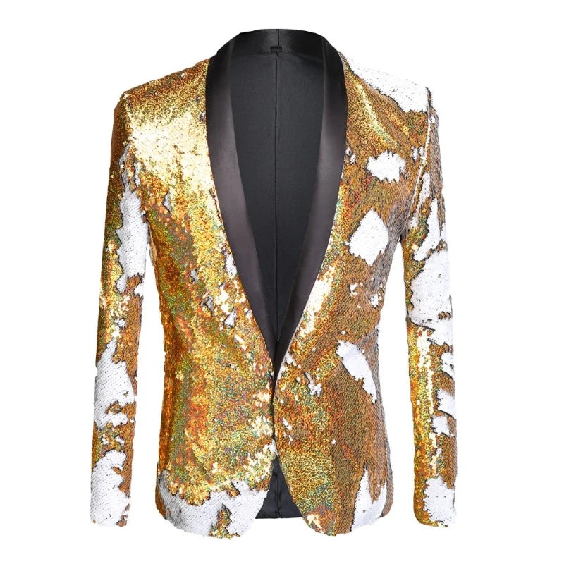 Costume o Frac con paillettes argento per uomo Costume o Frac con paillettes argento per uomo