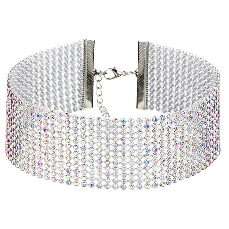 Collier Rectangle Strass Multi couleurs