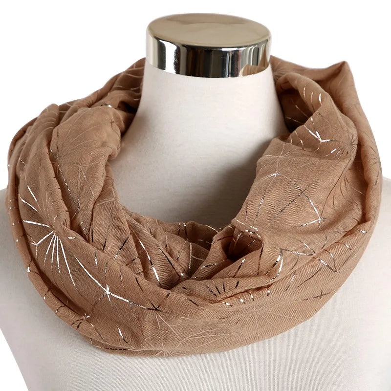 Snood Femme Lignes Pailletées Caramel